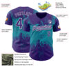 Custom Purple Teal-White Abstract Splatter Grunge Paint Authentic Baseball Jersey