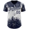 Custom Navy White Abstract Splatter Grunge Paint Authentic Baseball Jersey