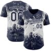 Custom Navy White Abstract Splatter Grunge Paint Authentic Baseball Jersey