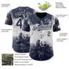 Custom Navy White Abstract Splatter Grunge Paint Authentic Baseball Jersey