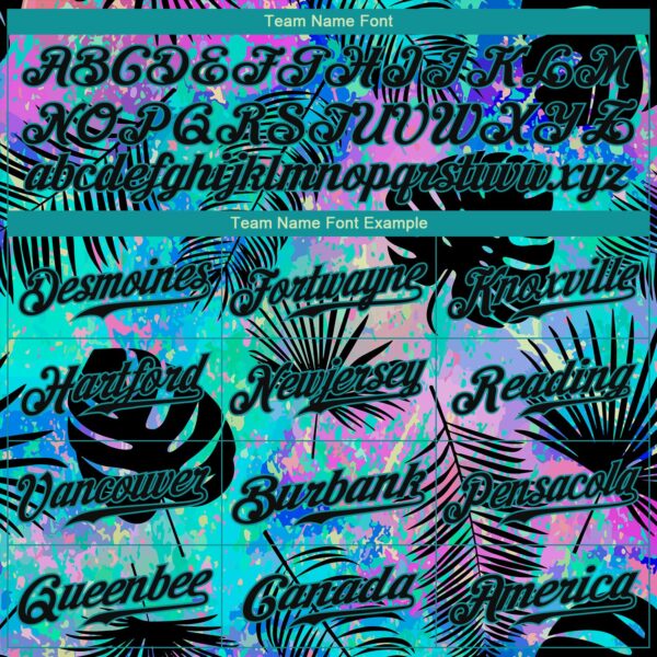 Custom Teal Black 3D Pattern Design Hawaii Palm Leaves Authentic Baseball Jersey