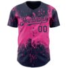 Custom Navy Pink Abstract Splatter Grunge Paint Authentic Baseball Jersey