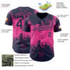 Custom Navy Pink Abstract Splatter Grunge Paint Authentic Baseball Jersey