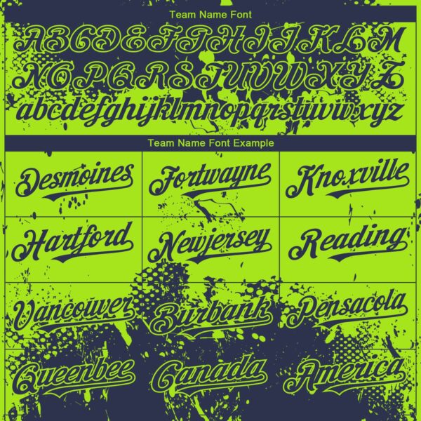 Custom Navy Neon Green Abstract Splatter Grunge Paint Authentic Baseball Jersey