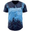 Custom Navy Sky Blue-White Abstract Splatter Grunge Paint Authentic Baseball Jersey