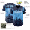 Custom Navy Sky Blue-White Abstract Splatter Grunge Paint Authentic Baseball Jersey