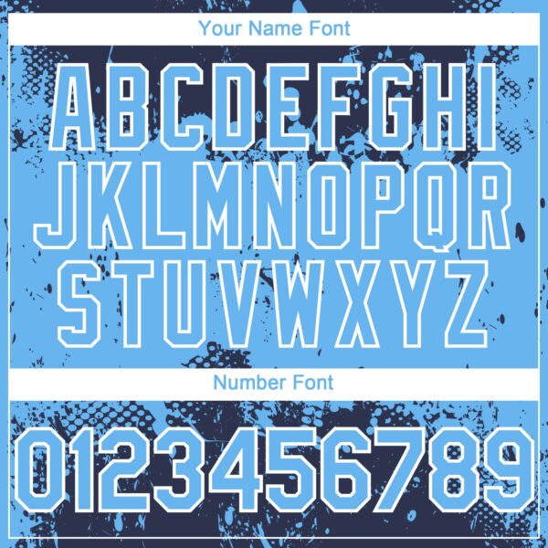 Custom Navy Sky Blue-White Abstract Splatter Grunge Paint Authentic Baseball Jersey