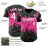 Custom Green White-Pink Abstract Splatter Grunge Paint Authentic Baseball Jersey