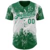 Custom Kelly Green White Abstract Splatter Grunge Paint Authentic Baseball Jersey