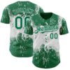 Custom Kelly Green White Abstract Splatter Grunge Paint Authentic Baseball Jersey