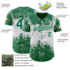 Custom Kelly Green White Abstract Splatter Grunge Paint Authentic Baseball Jersey