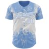 Custom Light Blue White Abstract Splatter Grunge Paint Authentic Baseball Jersey
