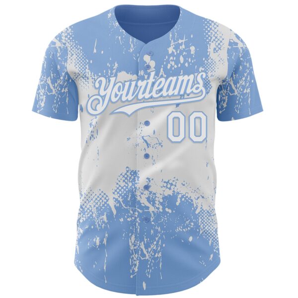 Custom Light Blue White Abstract Splatter Grunge Paint Authentic Baseball Jersey