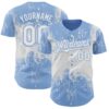Custom Light Blue White Abstract Splatter Grunge Paint Authentic Baseball Jersey