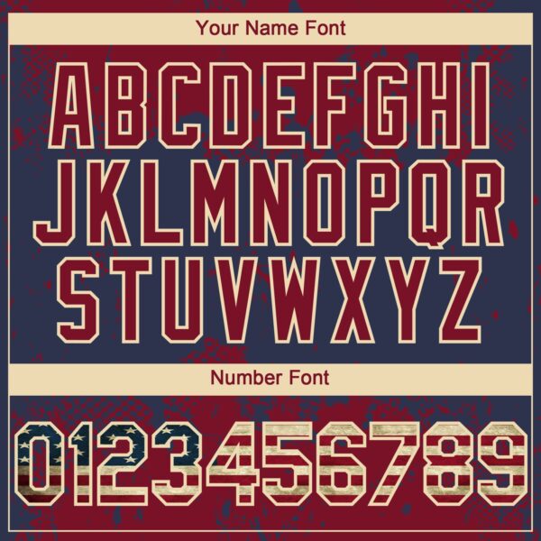 Custom Crimson Vintage USA Flag Navy-Cream Abstract Splatter Grunge Paint Authentic Baseball Jersey