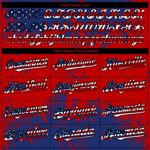 Custom Royal USA Flag Red-Black Abstract Splatter Grunge Paint Authentic Baseball Jersey