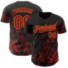 Custom Black Red-Old Gold Paint Stroke Grunge Streak Authentic Baseball Jersey