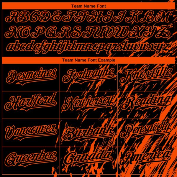 Custom Black Orange Paint Stroke Grunge Streak Authentic Baseball Jersey