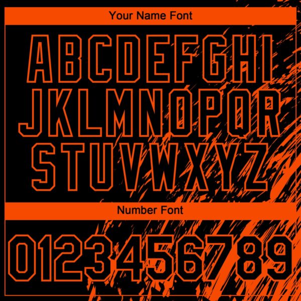 Custom Black Orange Paint Stroke Grunge Streak Authentic Baseball Jersey