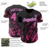 Custom Black Pink-Light Blue Paint Stroke Grunge Streak Authentic Baseball Jersey