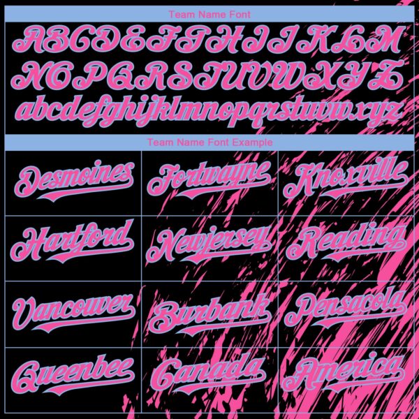 Custom Black Pink-Light Blue Paint Stroke Grunge Streak Authentic Baseball Jersey