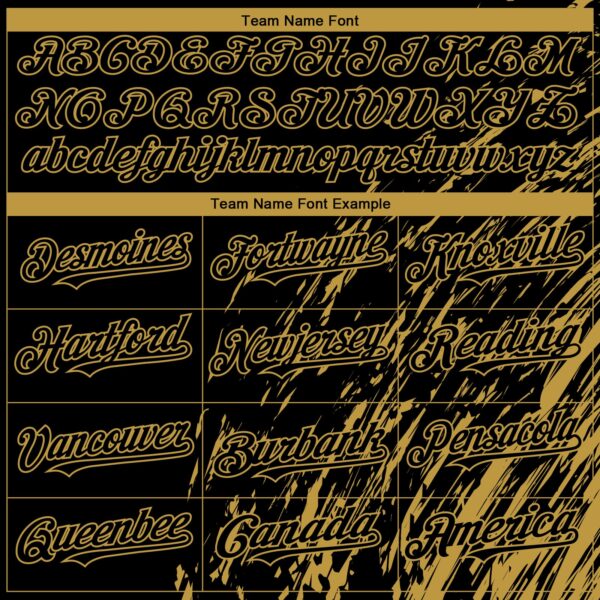 Custom Black Old Gold Paint Stroke Grunge Streak Authentic Baseball Jersey