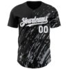 Custom Black White-Gray Paint Stroke Grunge Streak Authentic Baseball Jersey