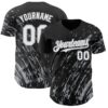 Custom Black White-Gray Paint Stroke Grunge Streak Authentic Baseball Jersey