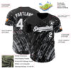 Custom Black White-Gray Paint Stroke Grunge Streak Authentic Baseball Jersey