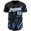 Custom Black White-Light Blue Paint Stroke Grunge Streak Authentic Baseball Jersey