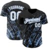 Custom Black White-Light Blue Paint Stroke Grunge Streak Authentic Baseball Jersey