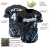 Custom Black White-Light Blue Paint Stroke Grunge Streak Authentic Baseball Jersey