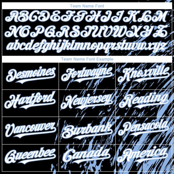 Custom Black White-Light Blue Paint Stroke Grunge Streak Authentic Baseball Jersey
