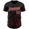 Custom Black Crimson-Cream Paint Stroke Grunge Streak Authentic Baseball Jersey