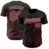 Custom Black Crimson-Cream Paint Stroke Grunge Streak Authentic Baseball Jersey