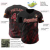 Custom Black Crimson-Cream Paint Stroke Grunge Streak Authentic Baseball Jersey