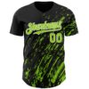 Custom Black Neon Green-White Paint Stroke Grunge Streak Authentic Baseball Jersey