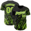 Custom Black Neon Green-White Paint Stroke Grunge Streak Authentic Baseball Jersey