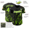 Custom Black Neon Green-White Paint Stroke Grunge Streak Authentic Baseball Jersey