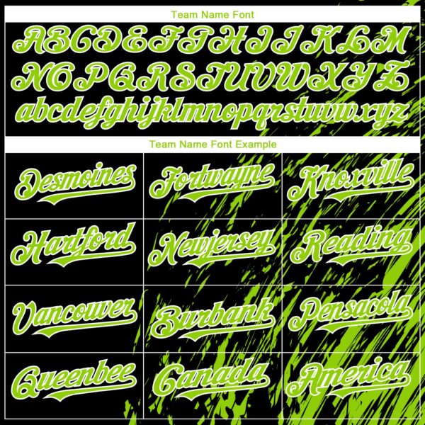 Custom Black Neon Green-White Paint Stroke Grunge Streak Authentic Baseball Jersey