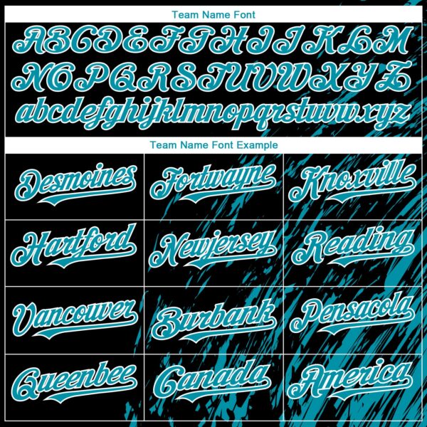 Custom Black Teal-White Paint Stroke Grunge Streak Authentic Baseball Jersey
