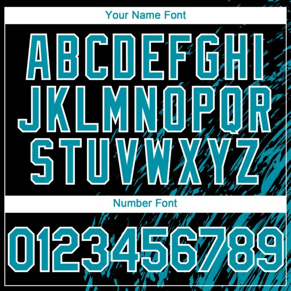 Custom Black Teal-White Paint Stroke Grunge Streak Authentic Baseball Jersey