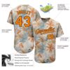 Custom Cream Bay Orange-Brown 3D Pattern Design Hawaii Palm Leaves Authentic Baseball Jersey