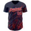 Custom Navy Red-White Paint Stroke Grunge Streak Authentic Baseball Jersey
