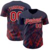 Custom Navy Red-White Paint Stroke Grunge Streak Authentic Baseball Jersey