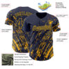 Custom Navy Gold Paint Stroke Grunge Streak Authentic Baseball Jersey