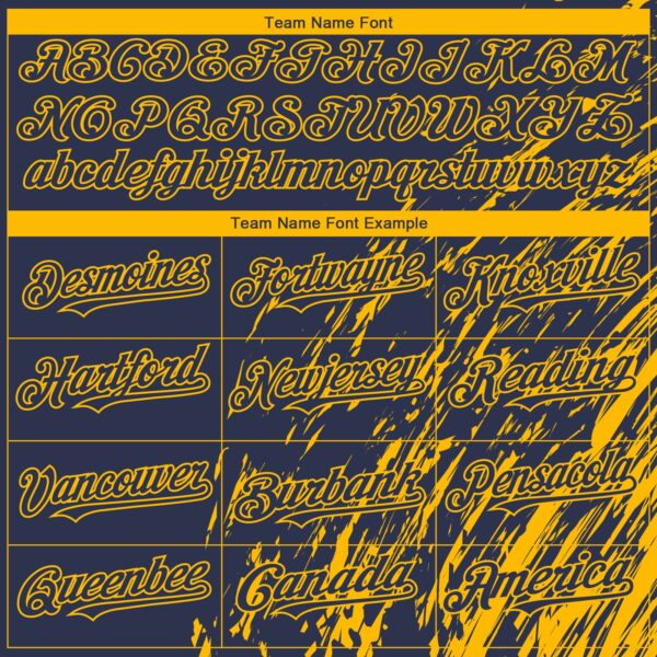 Custom Navy Gold Paint Stroke Grunge Streak Authentic Baseball Jersey