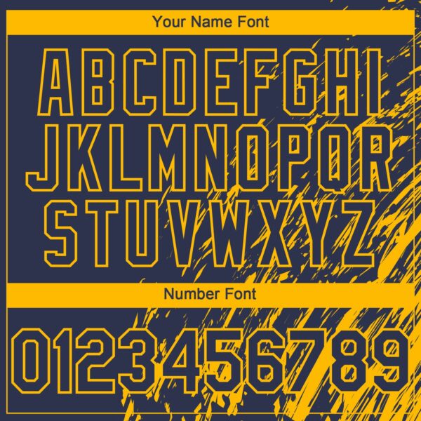 Custom Navy Gold Paint Stroke Grunge Streak Authentic Baseball Jersey