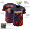 Custom Navy Orange-White Paint Stroke Grunge Streak Authentic Baseball Jersey