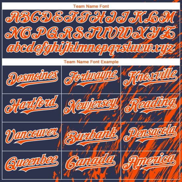 Custom Navy Orange-White Paint Stroke Grunge Streak Authentic Baseball Jersey